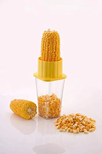 Corn Stripper Corn Seeds Remover Cutter with Container Unbreakable Plastic Pack of 1, Multi-Color