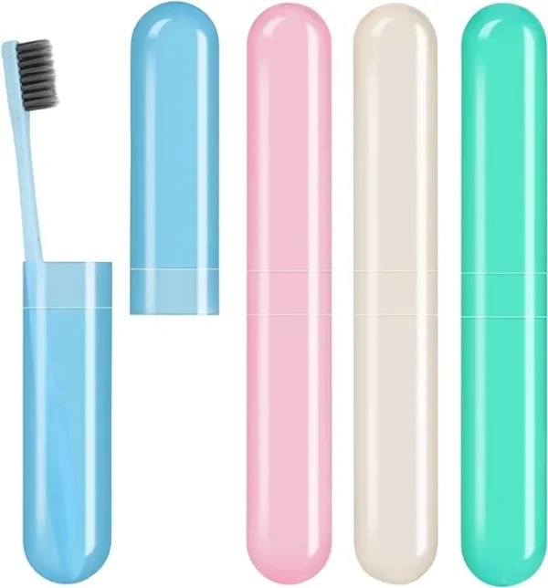 Toothbrush Cover for Germs Protection, Travel Storage Organizer Case, Pack of 4, Multi Color