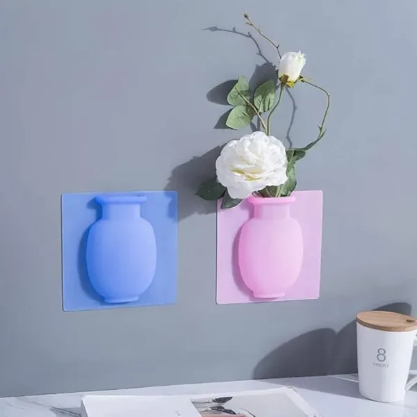 Airovia Wall Hanging Silicone Flower Pot Sticker Plant Rack for Decoration Home Kitchen Office Bathroom