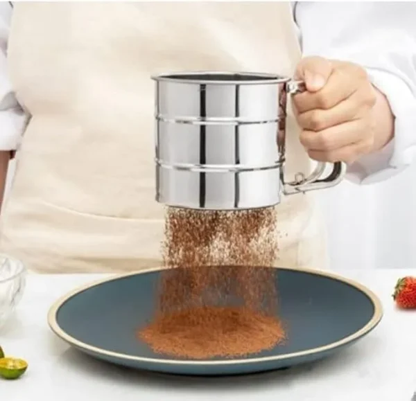 Flour Sifter for Baking Atta chhani Hand Press Design Stainless Steel