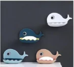 Soap Stand Holder for Bathroom Kitchen Sink Magic Stickers Wall Mounted (Pack of 2 Pcs) Soap Dish Holder, Fish Design Random Color(Plastic)