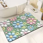 Bathroom Door Mat 3D Printed Digital Door Mat Washable Bathroom Quick Dry Rugs