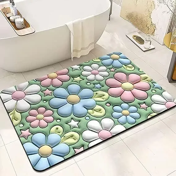 Bathroom Door Mat 3D Printed Digital Door Mat Washable Bathroom Quick Dry Rugs