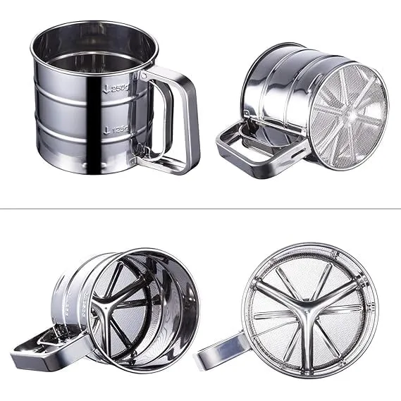 Flour Sifter for Baking Atta chhani Hand Press Design Stainless Steel