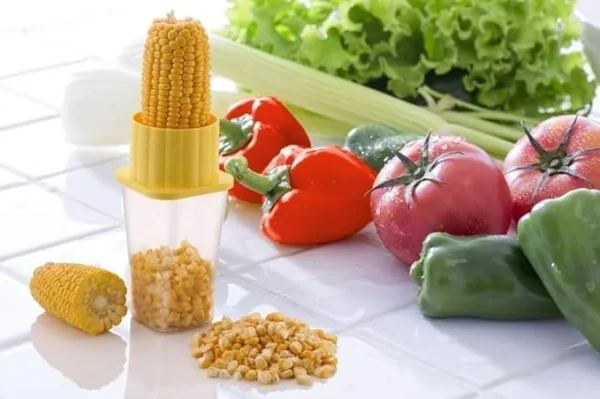 Corn Stripper Corn Seeds Remover Cutter with Container Unbreakable Plastic Pack of 1, Multi-Color