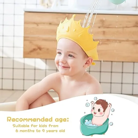 Adjustable Baby Shower Cap & Bath Visor Waterproof Silicone Hat with Eye & Ear Protection