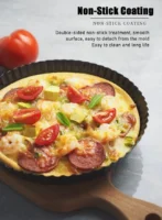 Non-Stick Tart Quiche Pizza Pan Round Pizza Cake Baking Tray Carbon Steel Mold with Removable Loose Bottom Tart Pie Pan, Black