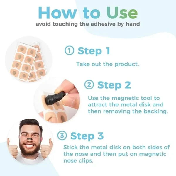 Breathing Nasal Strip Starter Kit for Boost Oxygen Level, Reduce Snoring, Improve Sleep Quality - Sweat Resistant, Skin Safe Nasal Strips Sugar Control Acupressure (15 Count)