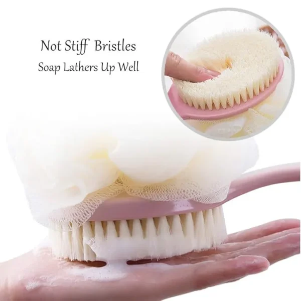 Bath Brush with Handle – Long Handle Body Scrubber for Shower & Bath | Exfoliating Back & Body Brush for Soft, Smooth Skin