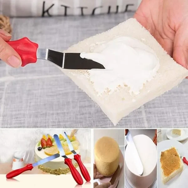 Spatula Set with Plastic Handle Stainless Steel Icing Spatula Variety Set & Cake Decorating Tools