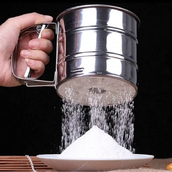 Flour Sifter for Baking Atta chhani Hand Press Design Stainless Steel