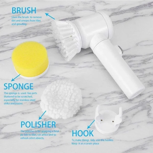 5 in 1 Magic Cleaning Brush – Multipurpose Scrubber for Kitchen, Bathroom, Tiles, Shoes & Household Use | Multi-Functional Brush Set for Easy Cleaning