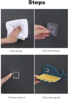Soap Stand Holder for Bathroom Kitchen Sink Magic Stickers Wall Mounted (Pack of 2 Pcs) Soap Dish Holder, Fish Design Random Color(Plastic)
