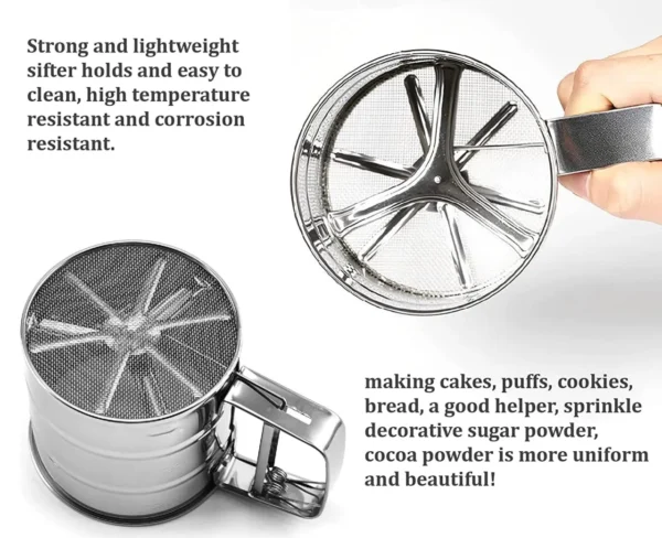Flour Sifter for Baking Atta chhani Hand Press Design Stainless Steel
