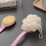 Bath Brush with Handle – Long Handle Body Scrubber for Shower & Bath | Exfoliating Back & Body Brush for Soft, Smooth Skin