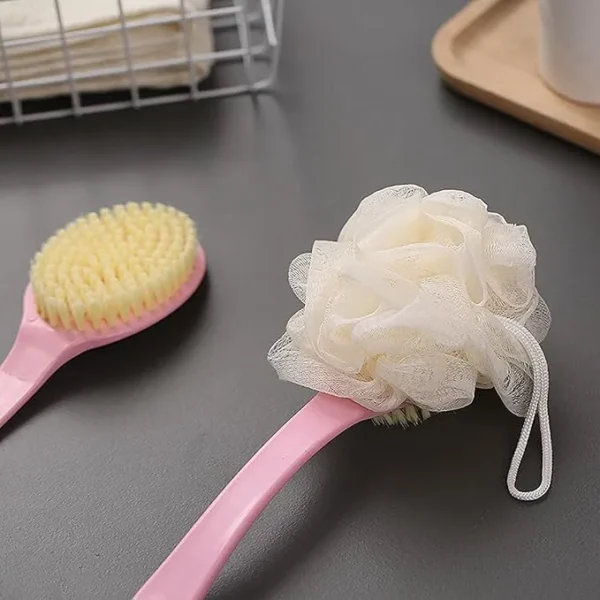 Bath Brush with Handle – Long Handle Body Scrubber for Shower & Bath | Exfoliating Back & Body Brush for Soft, Smooth Skin