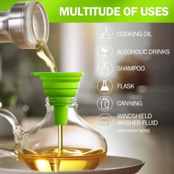 Kitchen Funnel Set Premium Food Grade Silicone Collapsible Funnel for Filling Bottles,Transferring Liquid, Powder Transfer Small Funnel (1 PCS)