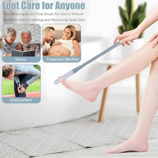 Foot Toe Cleaning Brush – Soft Bristle Scrubber for Feet, Toes & Nails | Shower Foot Cleaner for Dead Skin Removal, Exfoliating & Massage