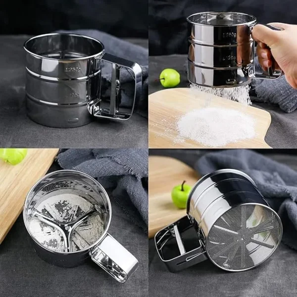 Flour Sifter for Baking Atta chhani Hand Press Design Stainless Steel