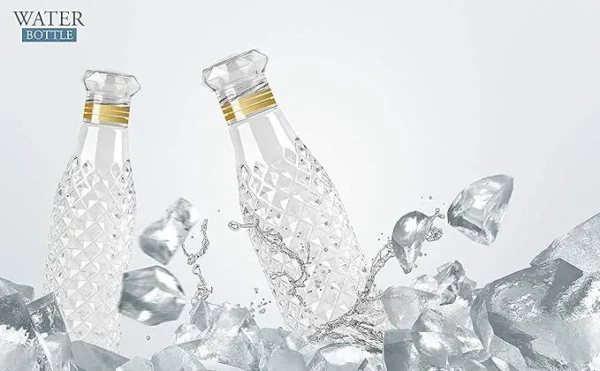 Diamond Water Bottle 1 Litre, Plastic Fridge Water Bottle Set, Ideal for Office, Sports, School,Travelling, Gym, Yoga (3 Pcs)