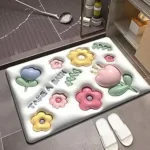 Bathroom Door Mat 3D Printed Digital Door Mat Washable Bathroom Quick Dry Rugs