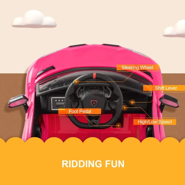 Uenjoy 12V Kids Electric Ride On Car Lamborghini Aventador SVJ Motorized Vehicles with Remote Control, Battery Powered